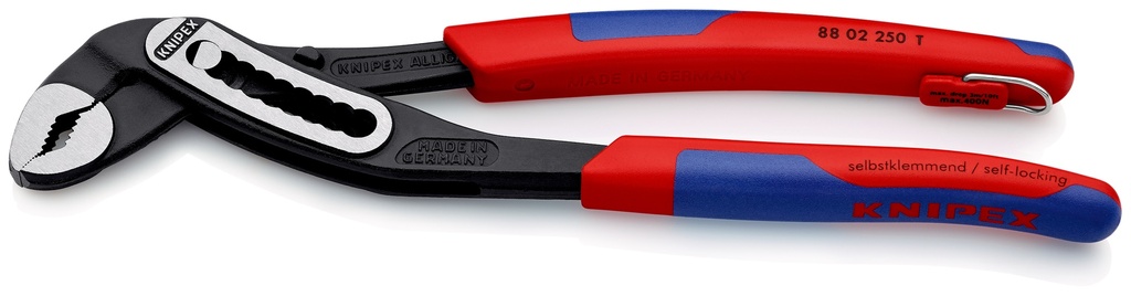 KNIPEX 88 02 250 T ALLIGATOR® TENAZA DE AGARRE CON FUNDAS ESBELTAS EN DOS COMPONENTES, CON ANILLA DE FIJACIÓN INTEGRADA PARA COLOCAR UN DISPOSITIVO DE PROTECCIÓN ANTICAÍDAS NEGRO ATRAMENTADO 250 MM