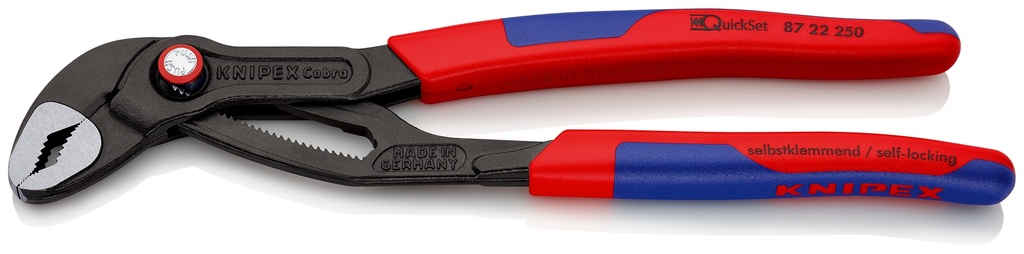 KNIPEX 87 22 250 COBRA® QUICKSET TENAZILLAS PICO LORO CON FUNDAS ESBELTAS EN DOS COMPONENTES GRIS ATRAMENTADO 250 MM
