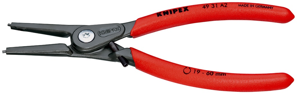KNIPEX 49 31 A2 ALICATE DE PRECISIÓN PARA ARANDELAS PARA ARANDELAS EXTERIORES DE EJES CON PROTECCIÓN CONTRA LA SOBREEXPANSIÓN MANGOS PLASTICOS POR INMERSIÓN ANTIDESLIZANTES GRIS ATRAMENTADO 180 MM
