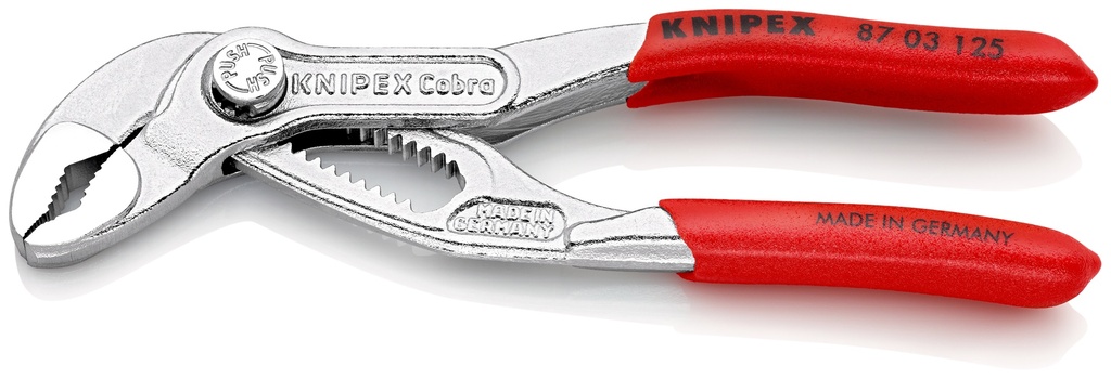 KNIPEX 87 03 125 COBRA® TENAZILLAS PICO LORO MANGOS PLASTICOS POR INMERSIÓN ANTIDESLIZANTES CROMADO 125 MM