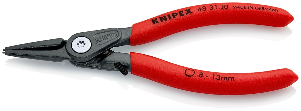 KNIPEX 48 31 J0 ALICATE DE PRECISIÓN PARA ARANDELAS PARA ARANDELAS INTERIORES EN TALADROS CON PROTECCIÓN CONTRA LA SOBREEXPANSIÓN MANGOS PLASTICOS POR INMERSIÓN ANTIDESLIZANTES GRIS ATRAMENTADO 140 MM