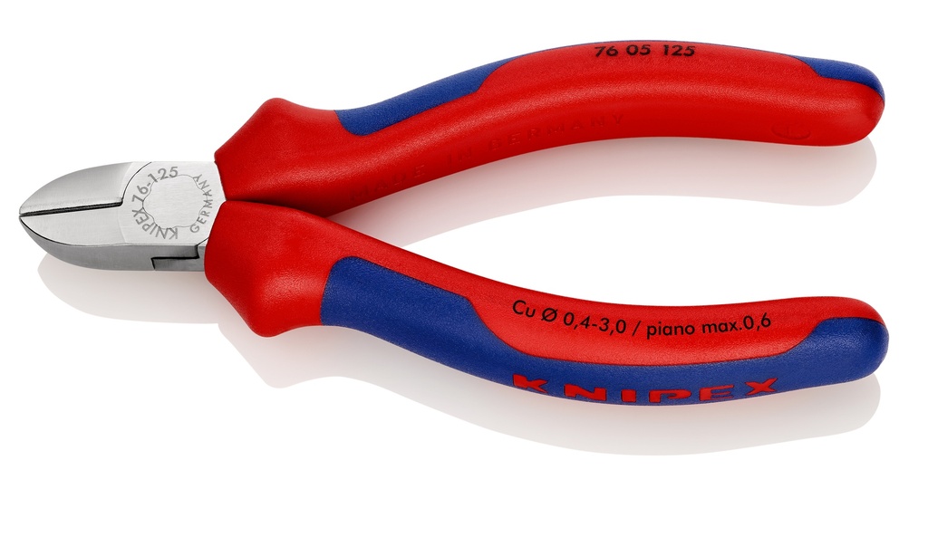 KNIPEX 76 05 125 ALICATE DE CORTE DIAGONAL PARA ELECTROMECÁNICA CON MANGOS MULTICOMPONENTES CROMADO 125 MM
