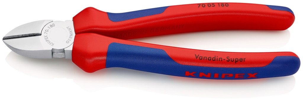 KNIPEX 70 05 180 ALICATE DE CORTE DIAGONAL CON MANGOS MULTICOMPONENTES CROMADO 180 MM