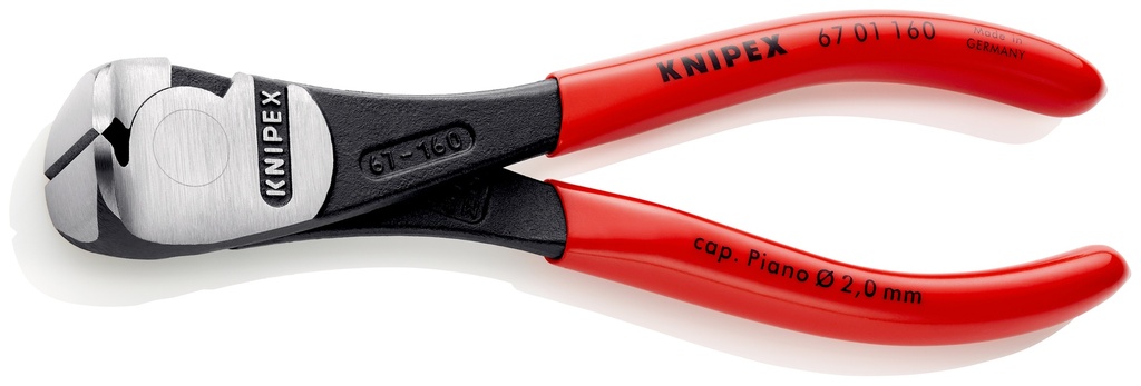 KNIPEX 67 01 160 ALICATES DE CORTE FRONTAL DE FUERZA RECUBIERTOS DE PLÁSTICO NEGRO ATRAMENTADO 160 MM