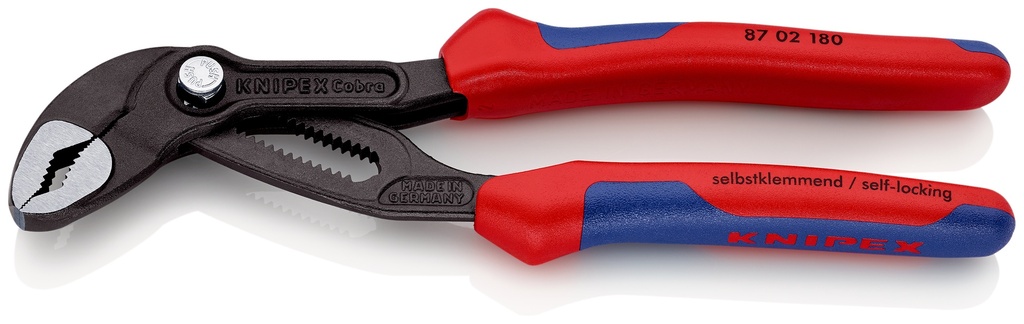 KNIPEX 87 02 180 COBRA® TENAZILLAS PICO LORO CON MANGOS MULTICOMPONENTES GRIS ATRAMENTADO 180 MM