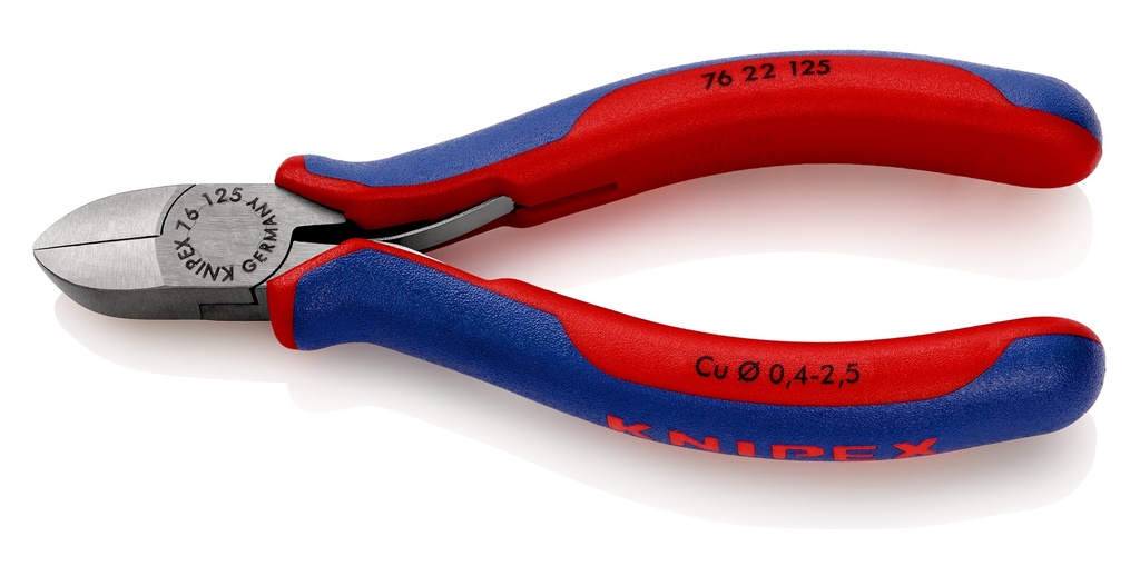 KNIPEX 76 22 125 ALICATE DE CORTE DIAGONAL PARA ELECTROMECÁNICA CON MANGOS MULTICOMPONENTES NEGRO ATRAMENTADO 125 MM