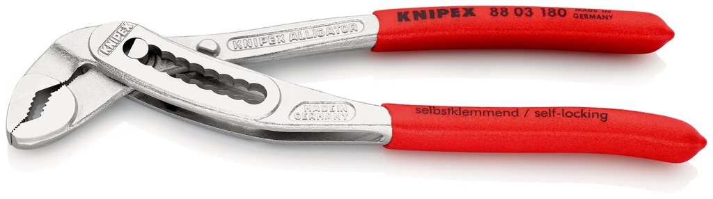 KNIPEX 88 03 180 ALLIGATOR® TENAZA DE AGARRE MANGOS PLASTICOS POR INMERSIÓN ANTIDESLIZANTES CROMADO 180 MM