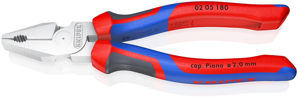 KNIPEX 02 05 180 ALICATE UNIVERSAL DE FUERZA CON MANGOS CONFORT CROMADO 184 MM