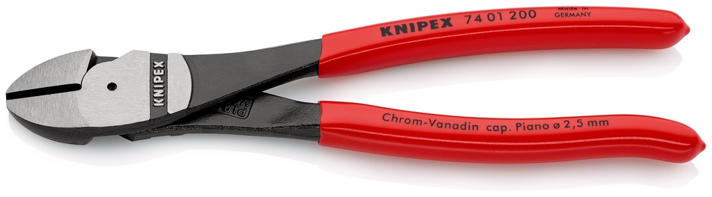 KNIPEX 74 01 200 SB ALICATES DE CORTE DIAGONAL DE FUERZA RECUBIERTOS DE PLÁSTICO NEGRO ATRAMENTADO 200 MM