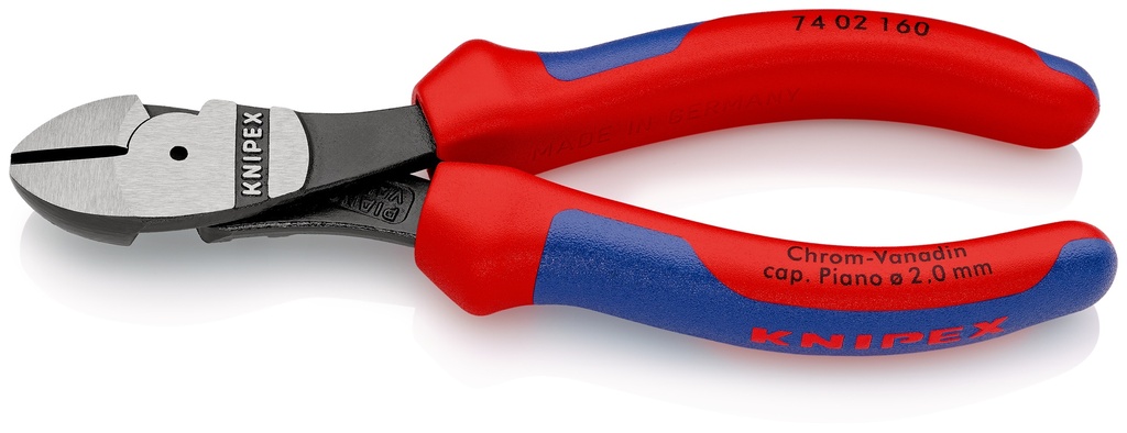KNIPEX 74 02 160 SB ALICATES DE CORTE DIAGONAL DE FUERZA CON MANGOS MULTICOMPONENTES NEGRO ATRAMENTADO 160 MM
