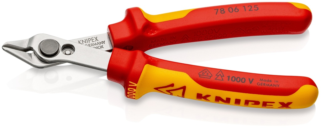 KNIPEX 78 06 125 SB ELECTRONIC SUPER KNIPS® VDE AISLADOS CON FUNDAS MULTICOMPONENTES, SEGÚN NORMA VDE 125 MM