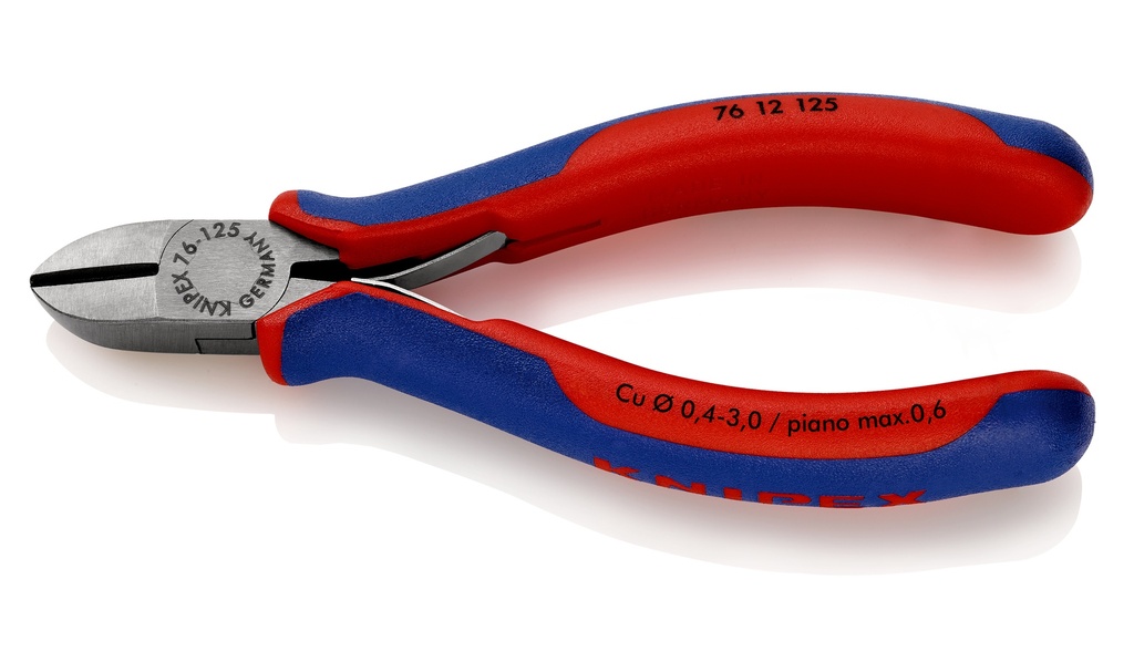 KNIPEX 76 12 125 ALICATE DE CORTE DIAGONAL PARA ELECTROMECÁNICA CON MANGOS MULTICOMPONENTES NEGRO ATRAMENTADO 125 MM