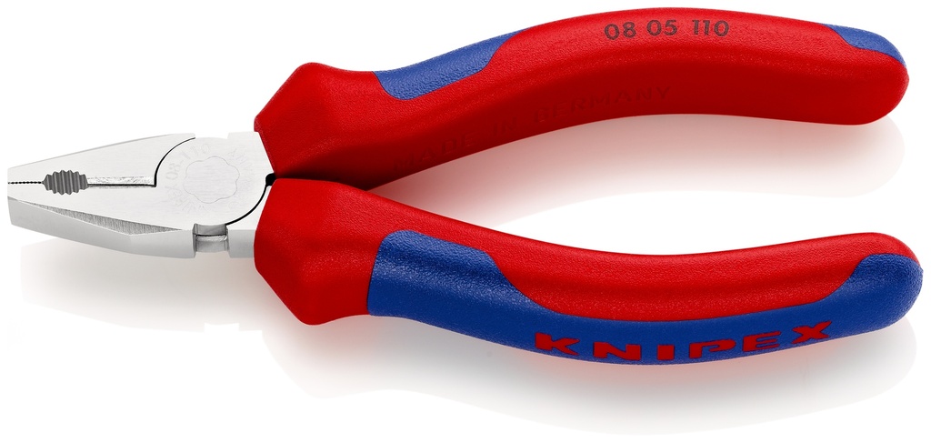 KNIPEX 08 05 110 ALICATE UNIVERSAL MINI CON MANGOS MULTICOMPONENTES CROMADO 110 MM