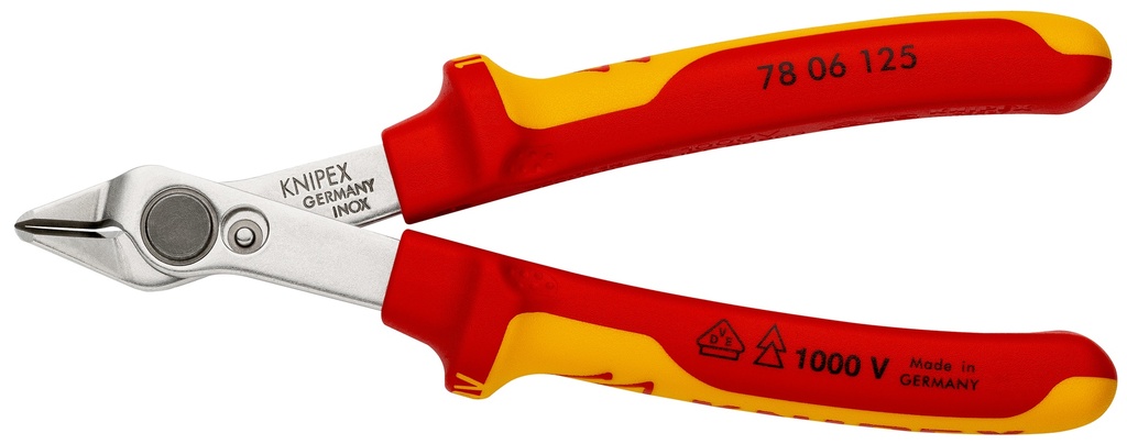 KNIPEX 78 06 125 ELECTRONIC SUPER KNIPS® VDE AISLADOS CON FUNDAS MULTICOMPONENTES, SEGÚN NORMA VDE 125 MM