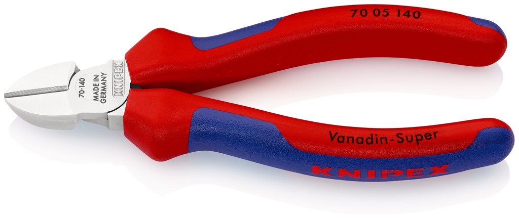 KNIPEX 70 05 140 ALICATE DE CORTE DIAGONAL CON MANGOS MULTICOMPONENTES CROMADO 140 MM