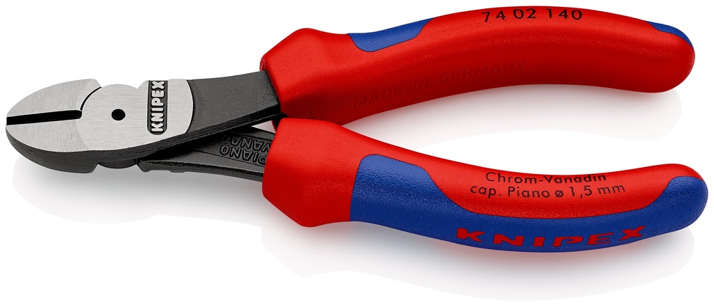 KNIPEX 74 02 140 ALICATES DE CORTE DIAGONAL DE FUERZA CON MANGOS MULTICOMPONENTES NEGRO ATRAMENTADO 140 MM
