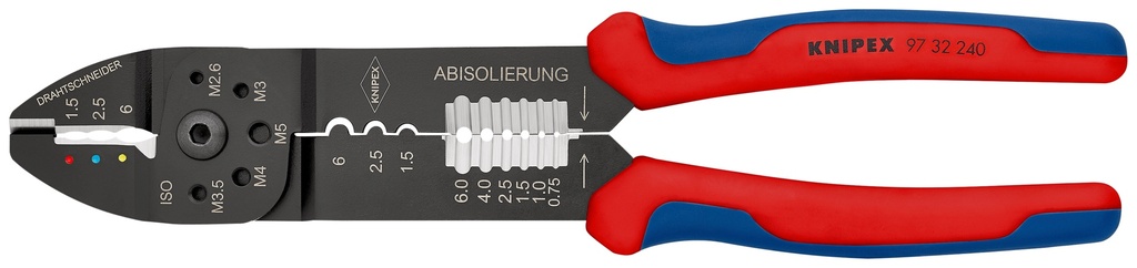KNIPEX 97 32 240 ALICATE PARA CRIMPAR TERMINALES CON MANGOS MULTICOMPONENTES NEGRO, LACADO 240 MM