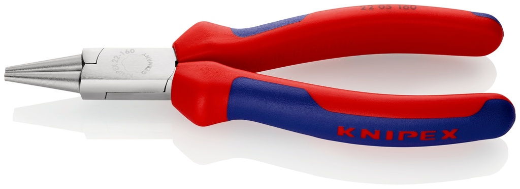 KNIPEX 22 05 160 ALICATE DE BOCA REDONDA CON MANGOS MULTICOMPONENTES CROMADO 160 MM