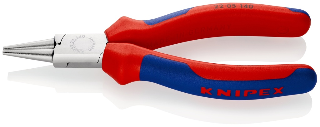 KNIPEX 22 05 140 ALICATE DE BOCA REDONDA CON MANGOS MULTICOMPONENTES CROMADO 140 MM