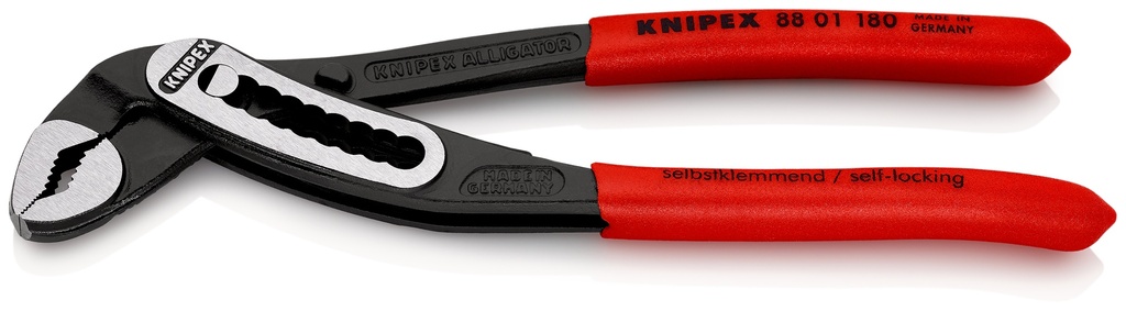 KNIPEX 88 01 180 SB ALLIGATOR® TENAZA DE AGARRE MANGOS PLASTICOS POR INMERSIÓN ANTIDESLIZANTES NEGRO ATRAMENTADO 180 MM
