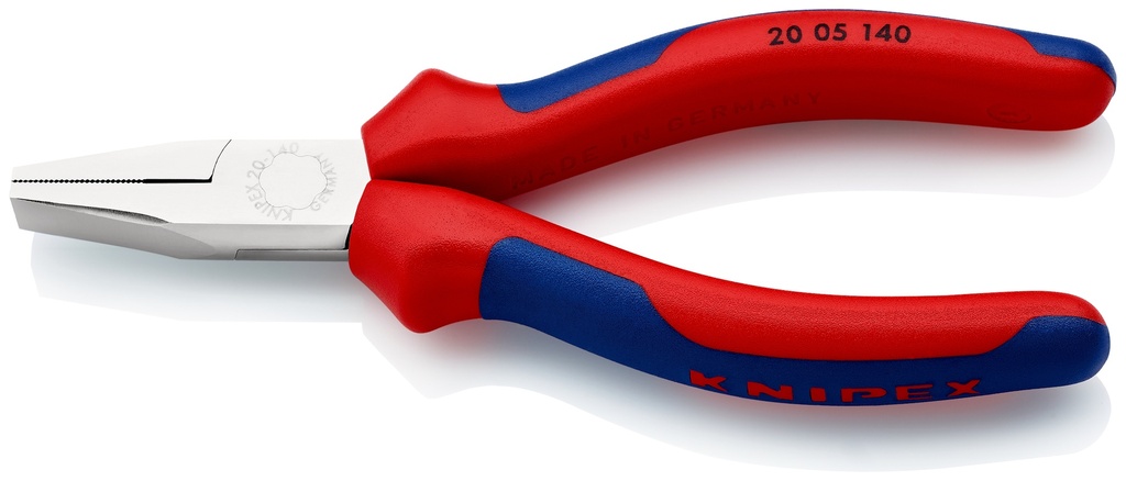 KNIPEX 20 05 140 ALICATE DE BOCA PLANA CON MANGOS MULTICOMPONENTES CROMADO 140 MM