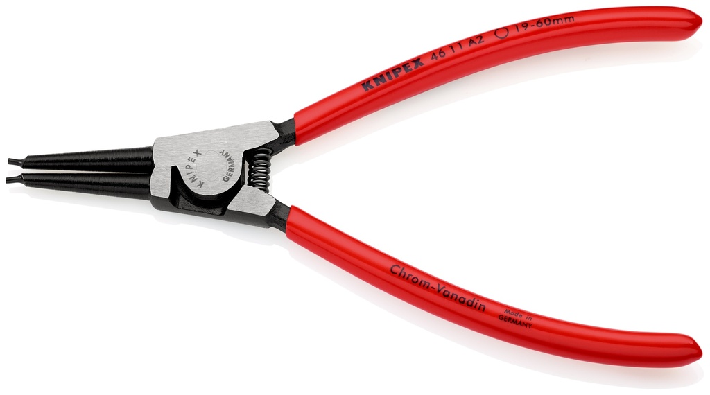 KNIPEX 46 11 A2 SB ALICATE PARA ARANDELAS PARA ARANDELAS EXTERIORES DE EJES RECUBIERTOS DE PLÁSTICO NEGRO ATRAMENTADO 180 MM