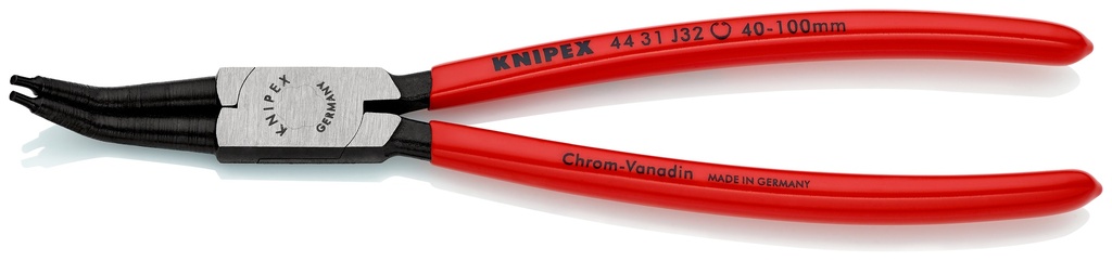 KNIPEX 44 31 J32 ALICATE PARA ARANDELAS PARA ARANDELAS INTERIORES EN TALADROS EN ÁNGULO DE 45° RECUBIERTOS DE PLÁSTICO NEGRO ATRAMENTADO 225 MM