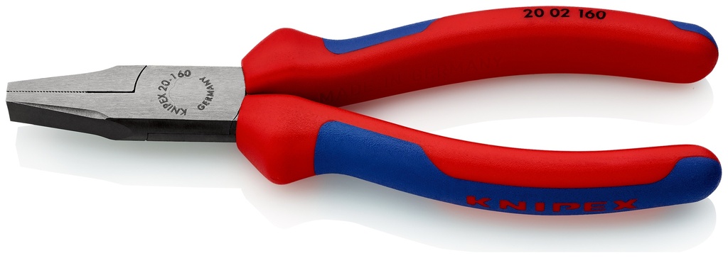 KNIPEX 20 02 160 ALICATE DE BOCA PLANA CON MANGOS MULTICOMPONENTES NEGRO ATRAMENTADO 160 MM