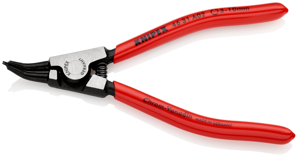 KNIPEX 46 31 A02 ALICATE PARA ARANDELAS PARA ARANDELAS EXTERIORES DE EJES EN ÁNGULO DE 45° RECUBIERTOS DE PLÁSTICO NEGRO ATRAMENTADO 130 MM