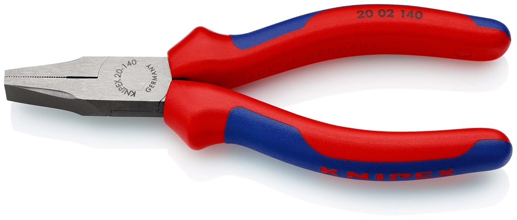 KNIPEX 20 02 140 ALICATE DE BOCA PLANA CON MANGOS MULTICOMPONENTES NEGRO ATRAMENTADO 140 MM