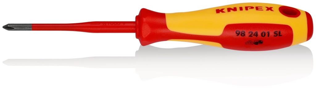 KNIPEX 98 24 01 SL DESTORNILLADOR (SLIM) PARA TORNILLOS CRUCIFORMES PHILLIPS® MANGO AISLANTE EN DOS COMPONENTES, SEGÚN NORMA VDE BARNIZADOS 187 MM