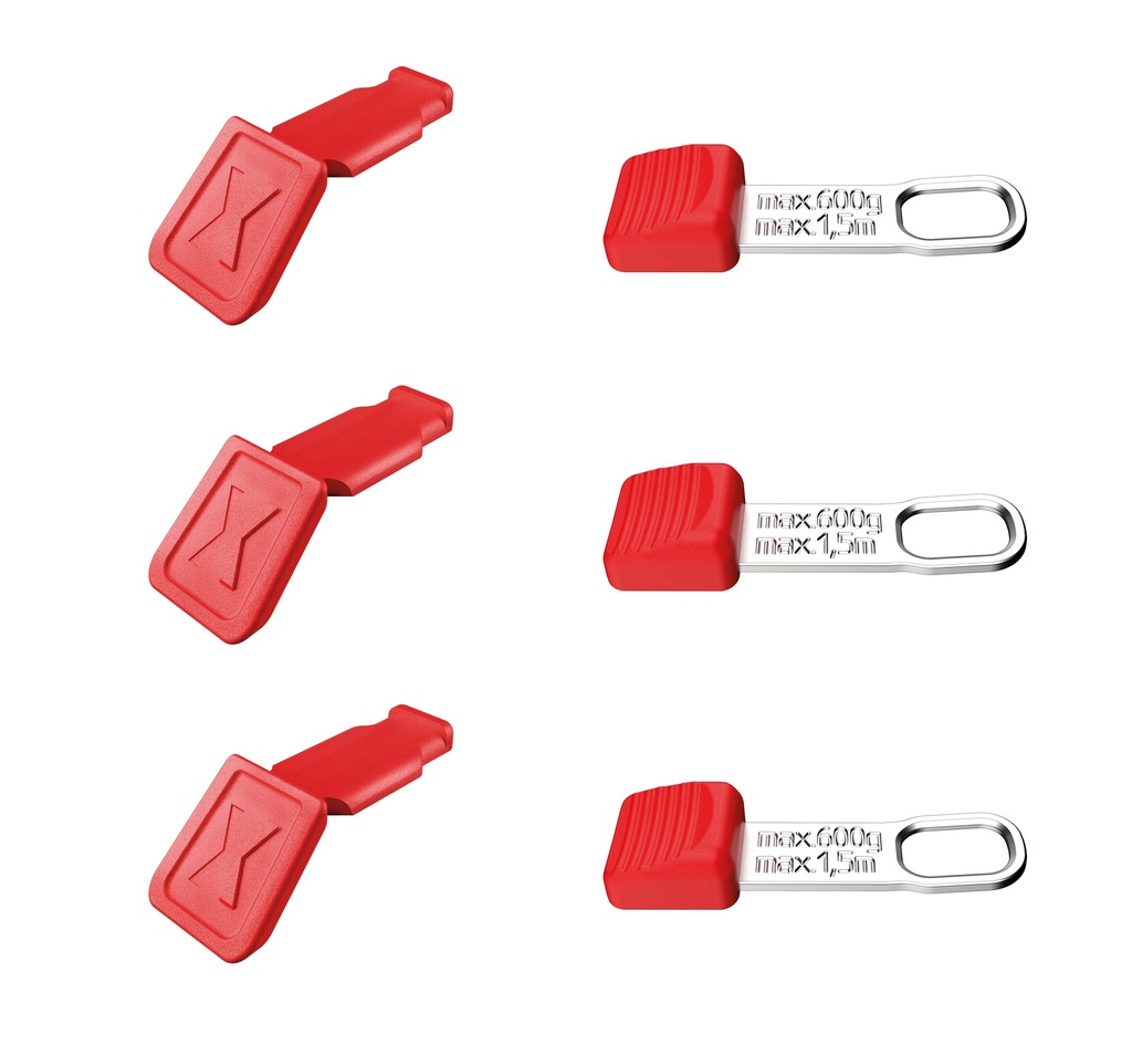 KNIPEX 00 63 06 TCR TETHEREDTOOL CLIPS + COLORCODE CLIPS ROJO, 3 PIEZAS CADA UNO  122 MM