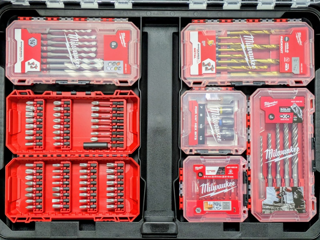 ORGANIZADOR SLIM PACKOUT CON 88 ACCESORIOS PERFORAR Y ATORNILLAR