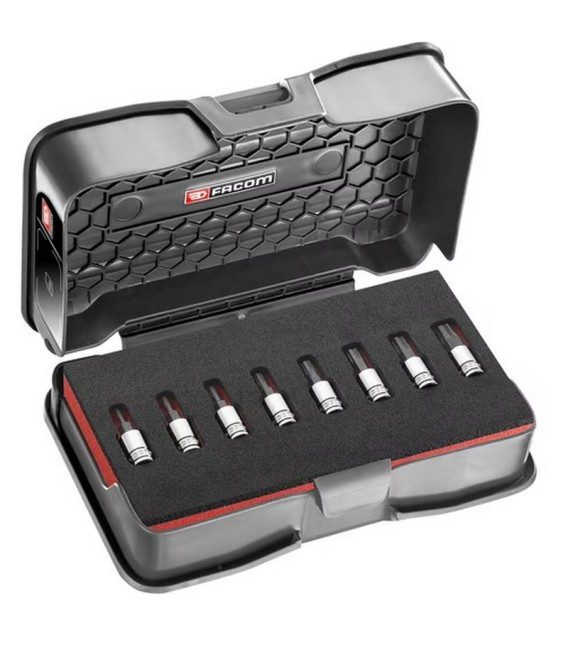 JUEGO 8 VASOS PUNTAS HEXAGONALES OGVGRIP 1/4"