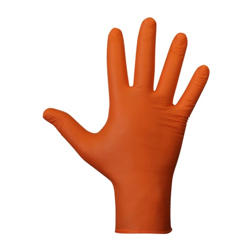 CAJA GUANTES NITRILO NARANJAS DIAMANTADOS (50 UDS.) M