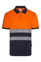 POLO ALTA VISIBILIDAD UPF50 AZUL-NARANJA DE POLIÉSTER RECICLADO XL
