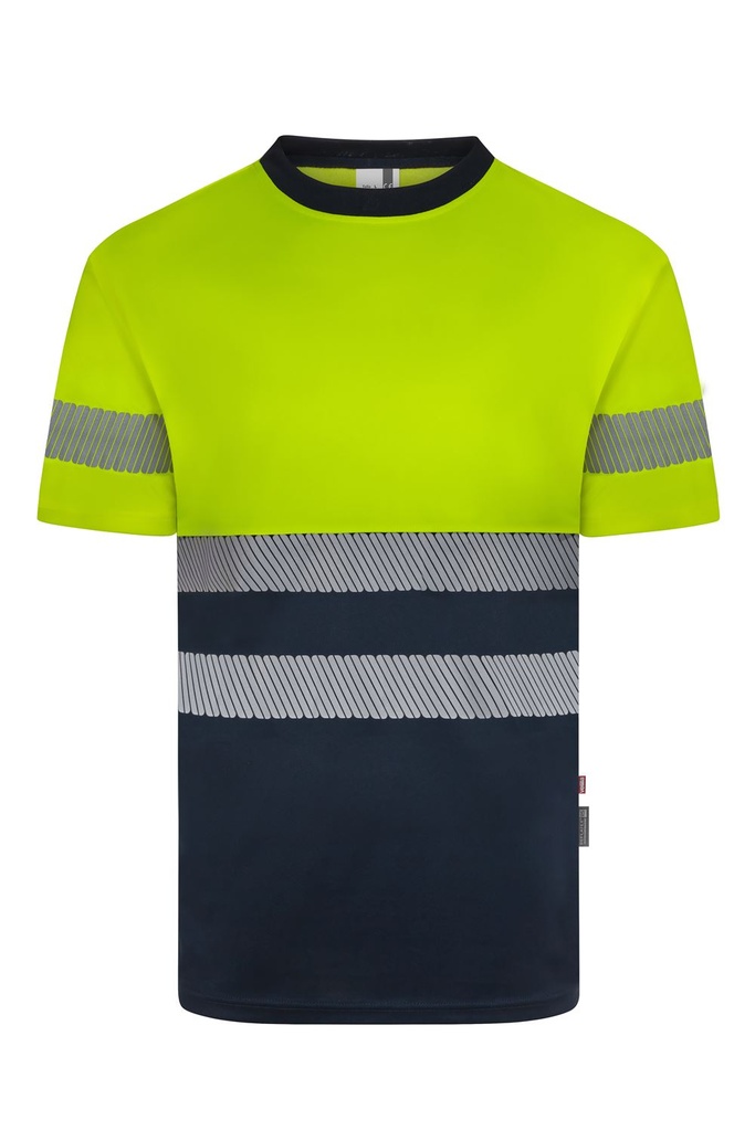 CAMISETA UPF50 ALTA VISIBILIDAD AZUL- AMARILLO DE POLIESTER RECICLADO L