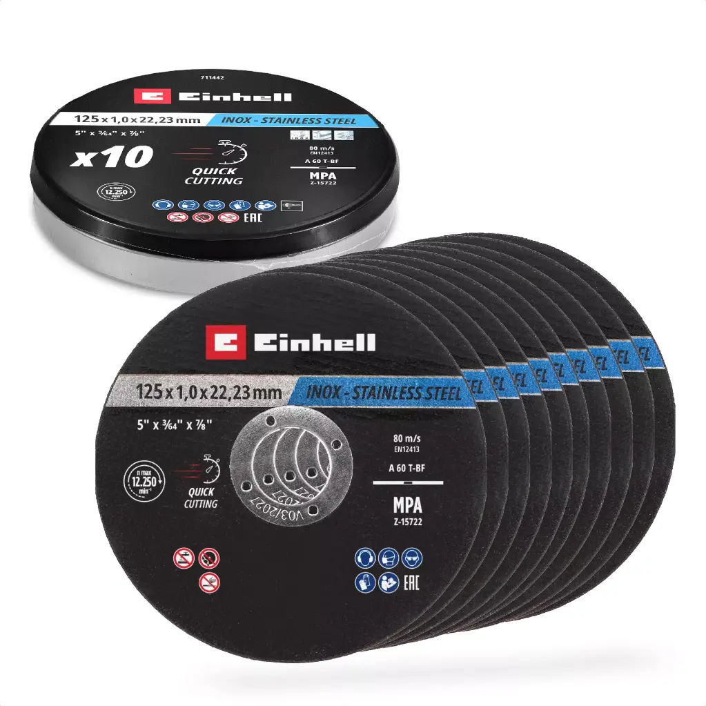 LATA DE 10 DISCOS 125 x 1 mm INOX METAL EINHELL