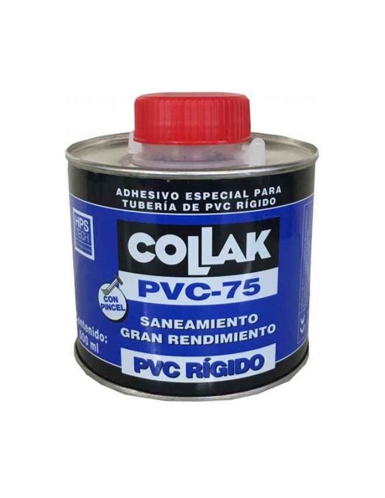 BOTE ADHESIVO PVC SANEAMIENTO PVC-75 CON PINCEL 500 ml SECADO LENTO