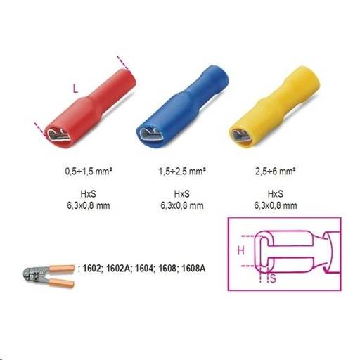 [BEBM00291] 50 TERMINALES HEMBRA AISLADOS 6,3X0,8 1624-FI 1,5-2