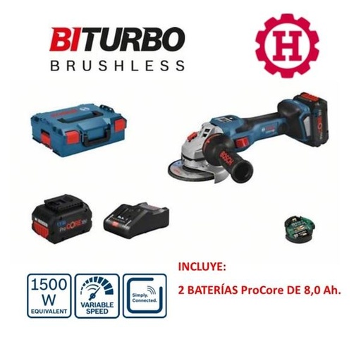 [NS-BOGWS18V15BI] MINI AMOLADORA BOSCH GWS 18V-15SC 2 BATERÍAS 8,0AH