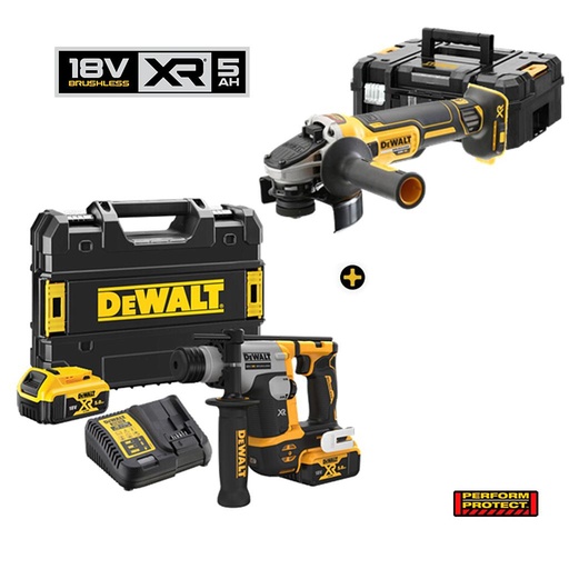 [DWCPROF919] KIT 18V 2 HERRAMIENTAS: MARTILLO DCH172+MINIAMOLADORA DCG405 (2 Bat. 5,0 Ah)