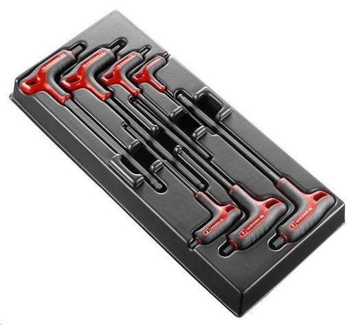 [NS-FC84TZSA] JUEGO 7 LLAVES ALLEN MANGO EN "T" CON BANDEJA