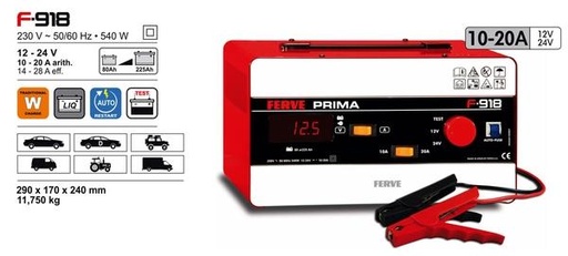 [FE918] CARGADOR BATERÍA 10-20A 12-24V F918