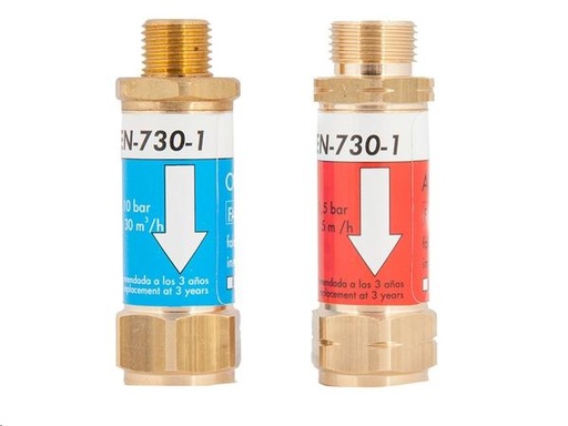 [GA73000000] VÁLVULA SEGURIDAD OXIGENO PARA MANGO 1/4" DERECHA