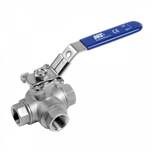[MT0919020] VÁLVULA ESFERA INOX TRES VÍAS PASO T 3/4