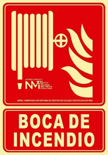 [NORD00108] SEÑAL BOCA DE INCENDIO CLASE A PVC 1MM 210X300MM