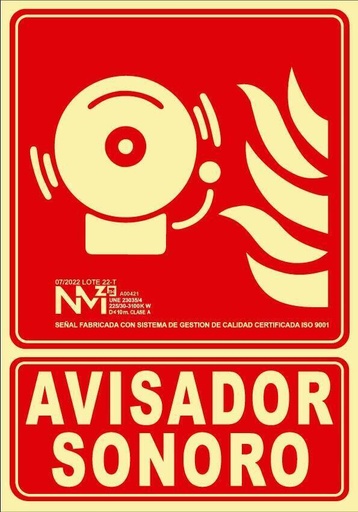 [NORD00121] SEÑAL AVISADOR SONORO PVC 0,7MM CLASE B 210X300MM