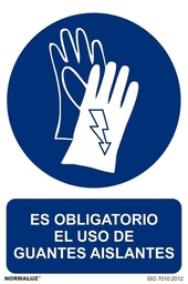 [NORD20004] SEÑAL OBLIG USO DE GUANTES AISLANTES PVC 0,7MM 210X300MM