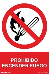 [NORD40001] SEÑAL PROHIBIDO ENCENDER FUEGO PVC 0,7MM 210X300MM